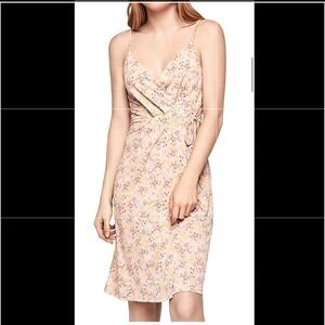 NWOT XS BCBGeneration Ditsy Print Sleeveless Pink Wrap Dress Rose Smoke floral